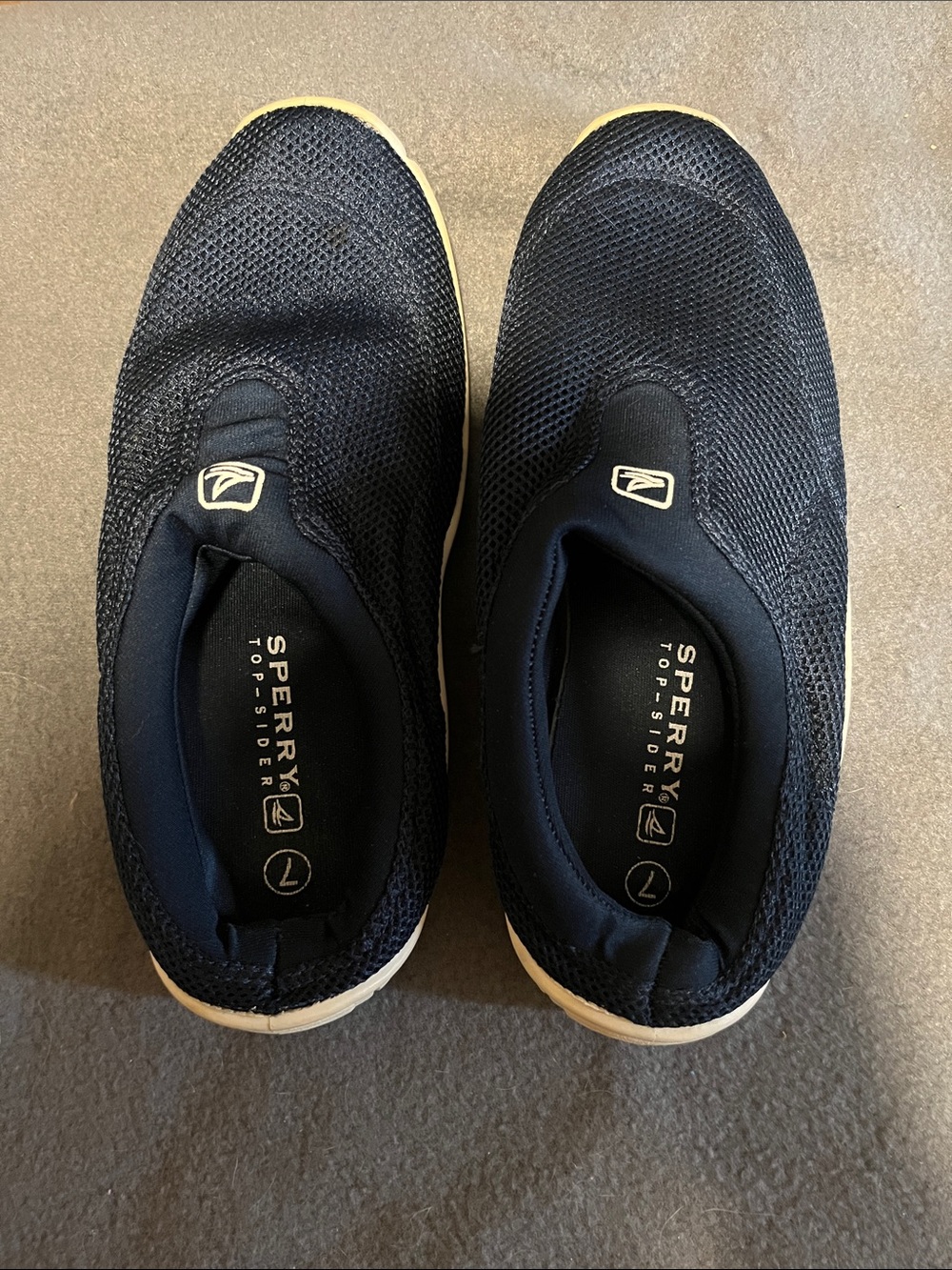Sperry Navy Mesh Slip-On Casual Sneakers with Cream Sole